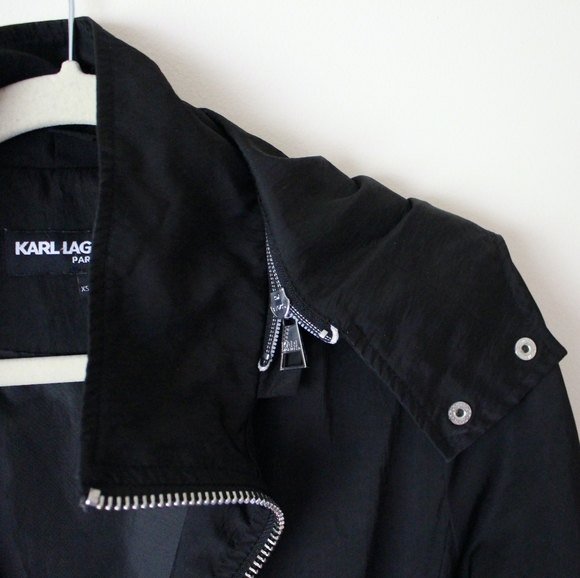 Karl Lagerfeld | Black Wind Rain Jacket with Hood - Picture 4 of 4